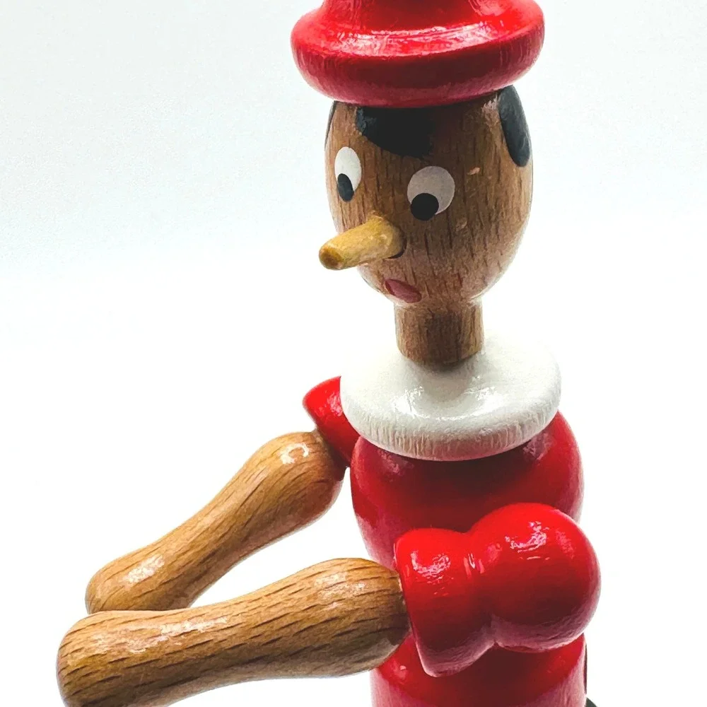 Vintage Wooden Pinocchio Ornament Made in Italy Articulated Hanging‎ Figure Toy